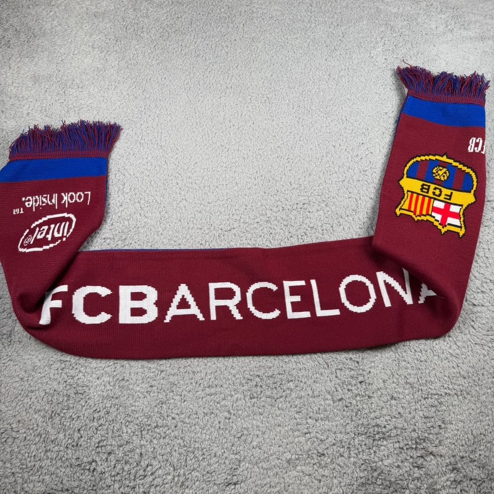FC BARCELONA Official SCARF 2-Sided Soccer Team Made‎ In England FCB Club Intel